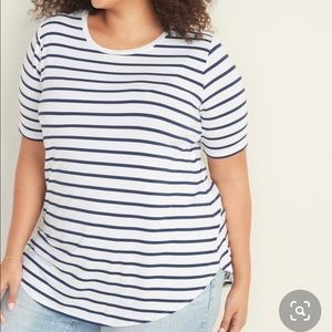 Old Navy Luxe Navy/White Striped Tunic Tee (NWT)